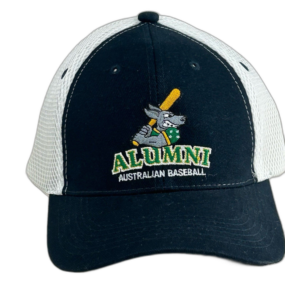 Grace Cap Hat Unisex Adjustable Navy White Australian Baseball Alumni Mesh Back